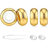 GW Charms Stopper 925 Sterling Silver Round Rondelle Spacer Beads for Charm Bracelets Women (4pcs Gold Charm Stopper)
