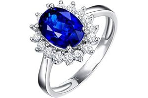 Blue Sapphire Rings with Oval Shape Copper Luxury Ring for Women Jewelry Accessories Durability