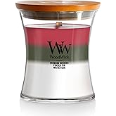 WoodWick Winter Garland Trilogy Holiday Candle Gifts for Women and Men, 9.7 oz Medium Hourglass Trilogy Candle with Crackling Wick