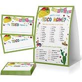 OXEDP What's Your Taco Name Game, Cinco de Mayo Party Activity, Mexican Fiesta Game, Taco Party Game (1 Sign+ 30 Name Tags), Taco Birthday Party Decorations-MAYNAME01