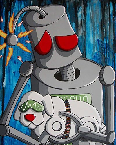 8x10 Art Print by Mike Best - I Love My Robot Doggy