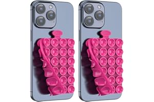 ZZGX Upgrade 2PCS Silicone Suction Cup Phone Case Mount Holder, Phone Accessory Holder Non Slip Phone Suction Cup Mat for Mirror Bathroom Home Kitchen (Rose Red, Double Sided)