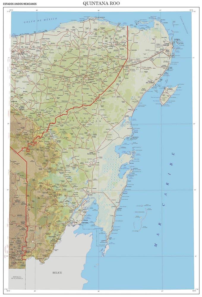 Map Of Quintana Roo Mexico Amazon - Quintana Roo State Mexico Pod Wall Map: Ineg: 9781586114190: Books