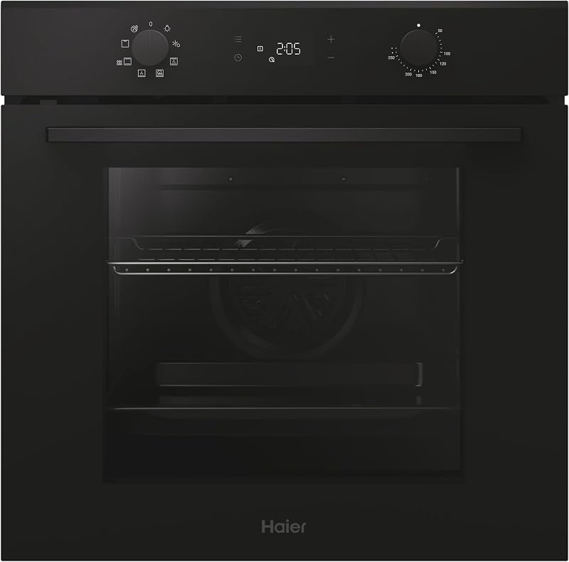 Série ID 2 H6 ID2P3T1HTB - Forno multifunção, hidrolítico, capacidade de 78L, 1 prateleira e 1 tabuleiro, 9 funções, ecrã com LED branco, guia telescópica, 2 vidros na porta, preto