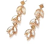 Wedding Rhinestone Dangle Earrings Elegant Champagne Earrings for Women Bridemaids Formal Prom Statement Drop Earrings for Brides