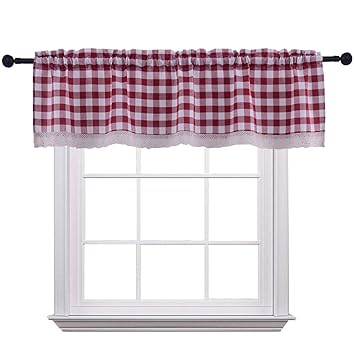 Buy Christmas Curtain Valances For Windows Gingham Cotton Blend