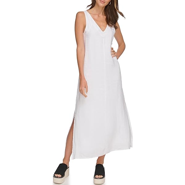 Amazon.com: DKNY Jeans Womens Summer Slub Maxi Dress Tan M : Clothing,  Shoes & Jewelry