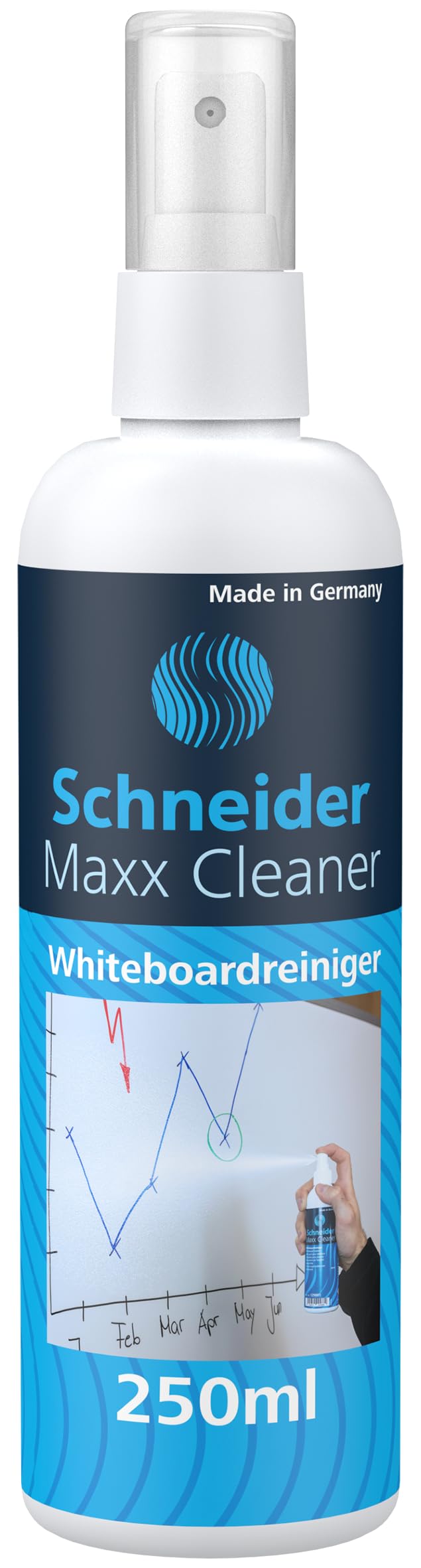 SCHNEIDER 129801 White Board Cleaners Maxx Cleaner Pump Bottle, 250 ml