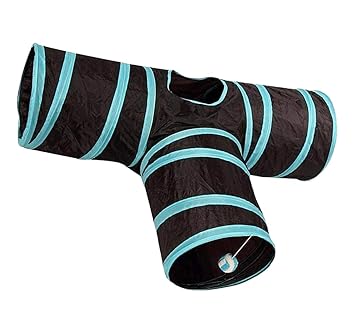 Nema Foldable Play Tunnel Tube Indoor/Outdoor Training for Pets - Black and Blue -3 Holes