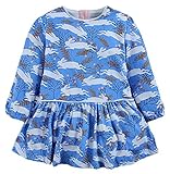 Fiream Girls Cotton Casual Longsleeve Cartoon Stripe Dresses
