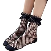 K BKVAVA Womens Fishnet Socks Short Ankle Sock High Mesh Fishnet Hosiery 5 Pack/10 Pack