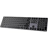 Bluetooth Slim Keyboard for Mac, Aluminum Rechargeable Keyboard Wireless, Low-Profile Silent Flat Key Compatible with Apple iMac, MacBook, Mac and iOS, Full Size - Space Gray