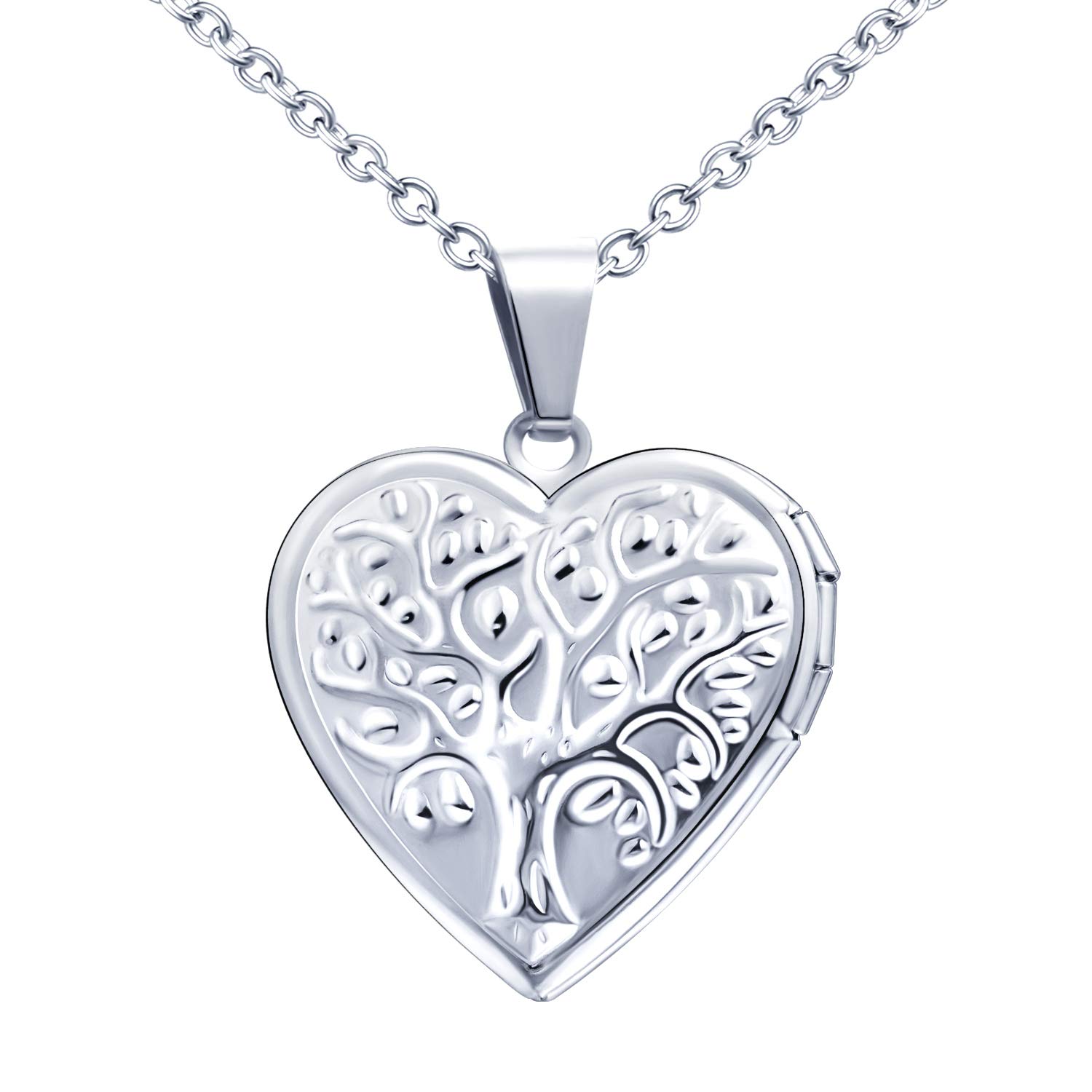 Tree of Life Heart Locket Necklace 20"(50cm) Chain for Women Mother's Day with Gift Box Gift Card