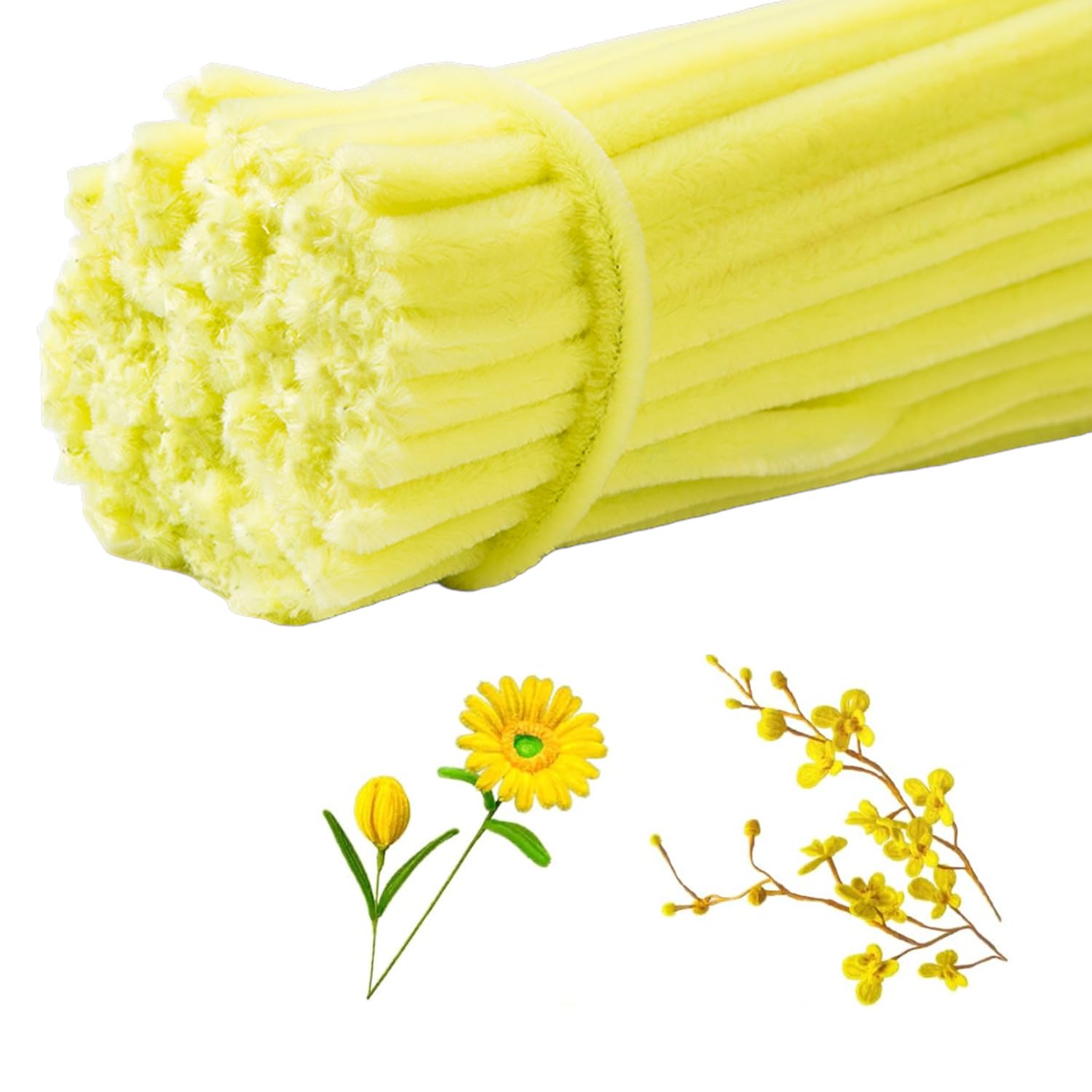 Photo 1 of 100 Pieces  Cleaners Chenille Stem, Pastel Candy Color Pipe Cleaners Set for Pipe Cleaners DIY Arts Crafts Decorations, Chenille Stems Pipe Cleaners (Yellow)