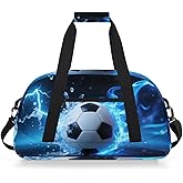 Ice Fire Lightning Soccer Kids Duffle Bag, Small Lightweight Travel Sports Bag for Boys Girls, Overnight Weekender Tote, Gym Carry On Bag for School Sports Sleepover