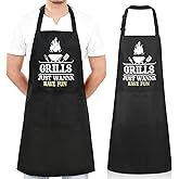XLSXEXCL Funny Apron for Men Black BBQ Chef Apron Adjustable Kitchen Cooking Aprons with Pocket Birthday Father's Day Valentine Gifts for Him Dad Father Husband