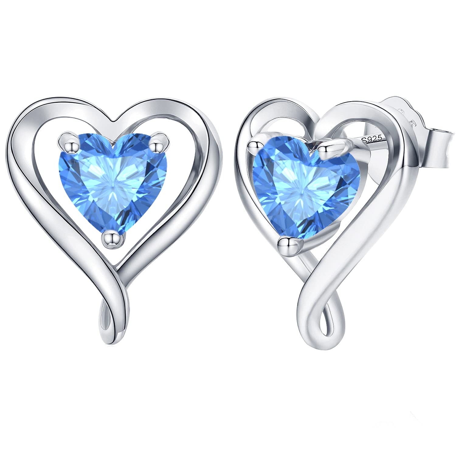 LAVUMO Earrings for Women 925 Sterling Silver/Brass Stud Heart Earrings Hypoallergenic Jewellery Birthday Anniversary Christmas Valentines Gifts for Women Girlfriend Wife