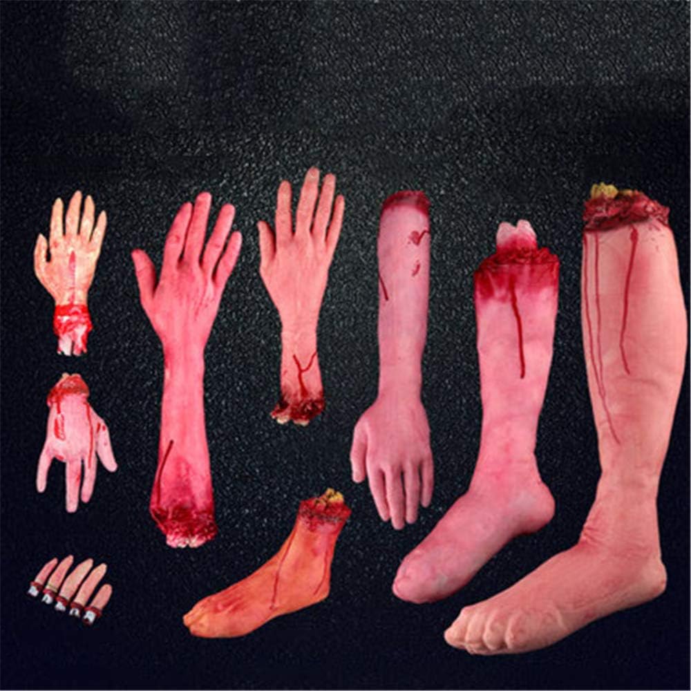 Halloween Fake Bloody Severed Hands Feet, Hanging Broken