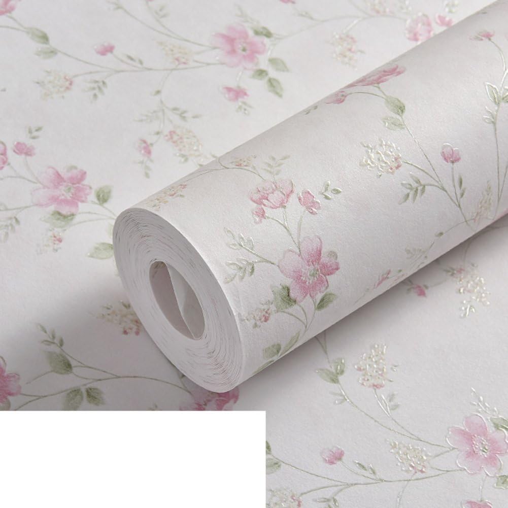田舎風壁紙 韓国の新鮮な小さな花柄女の子壁紙 ベッドルーム用壁紙 リビングルーム 不織布ウェディング壁紙 B 壁紙 Amazon