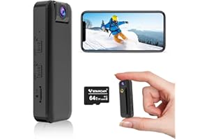 VSTARCAM 1296P Mini Body Camera Video Recorder, Wearable Hidden Camera, 180°Lens Rotatable with IR Night Vision, Battery Powered Camera for Sport, Pet, Home Office, Security