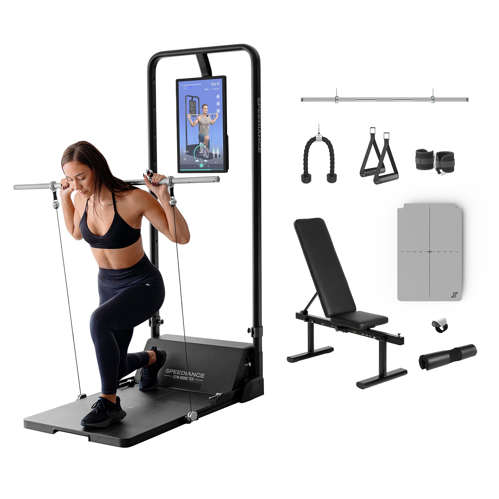 Photo 1 of ***It is used, it is missing parts and it is not known if it works.*****Speediance Gym Monster Smart Home Gym, Multifunctional Strength Training Machine, Smith Machine Power Cage Workout Station, Squat Rack Cable Machine, Full Body Fitness Equipment for H