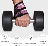 AQF Figure 8 Weight Lifting Straps with Padded Cuff Black Pink view 4