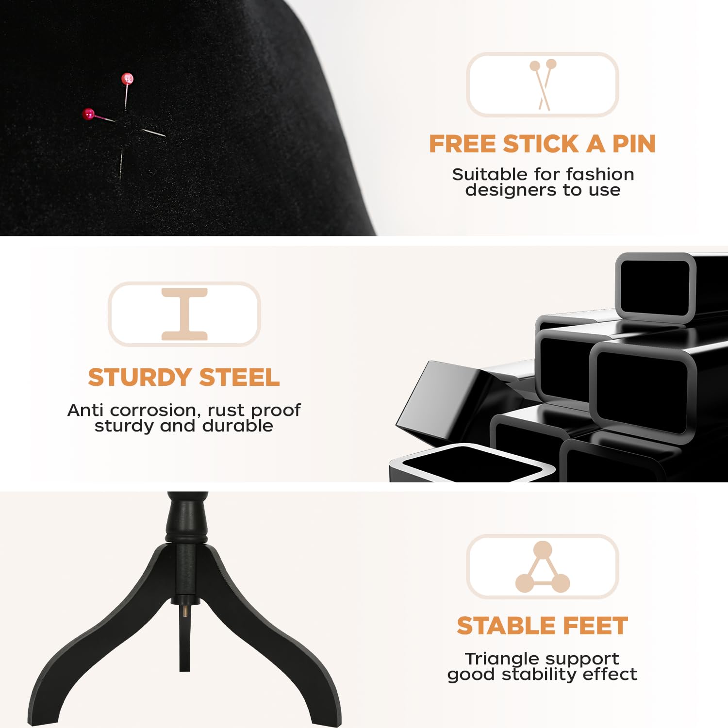 PayLessHere | Female Mannequin Torso | Black | Lightweight with 13.8