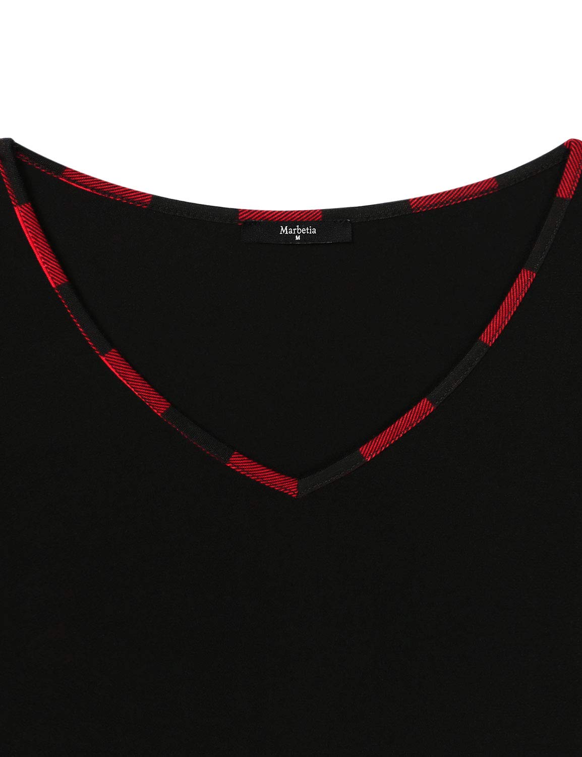 Marbetia Cotton Polyester No-Button Women Blouses Short Sleeve Plaid Print Loose Raglan Street Wear Chiffon Dress XX-Large Black Oversize