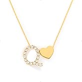 STORYJEWELLERY 18K Gold Plated Initial Necklace for Women, Heart Necklace with Initials, Cubic Zirconia Letter Charm Necklaces, Initial Jewelry, Unique Gifts for Her