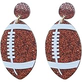 Colorful Acrylic Glitter CHEER Megaphone Dangling Earrings Handmade Lightweigt Resin Rugby Football Game Day Earrings Team Sports Statement for Women Jewelry Gifts-H