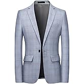 MOGU Men's Plaid Casual Suit Blazer Jackets - Slim Fit Checkered Sports Coat