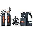 SMACO Mini Scuba Diving Tank 1.9L Double Scuba Tank Reusable Small Pony Bottle up to 45 Mins Dive Time Portable Twin 1.9L Diving Air Tank Kit Diving Cylinder for Underwater Exploration Rescue S700 Max