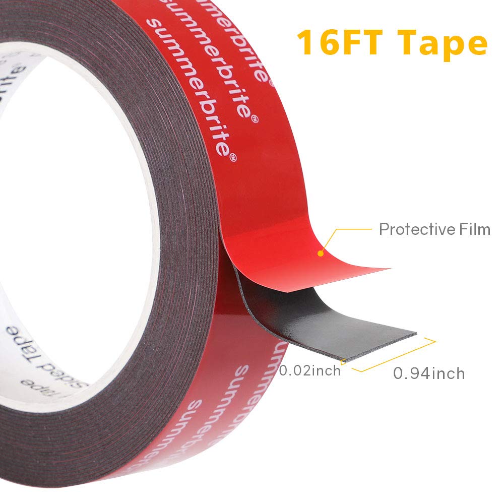 Heavy Duty Double Sided Tape, 0.94 Inch x 16 Feet Waterproof Mounting Tape Super Strong Two Sided Adhesive Foam Tape Picture Hanging Strips Thick for Walls Poster Automotive Outdoor: Industrial & Scientific
