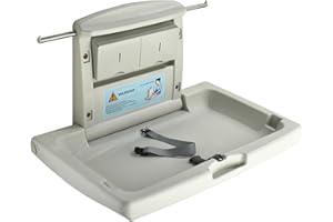 BODQEMR Fold-Down Baby Changing Station - Wall-Mounted, Space-Saving Design with Safety Straps for Commercial & Residential Restrooms (Grey)