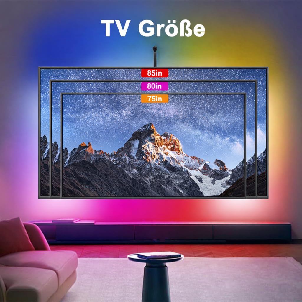 GHPFLOXQY LED Streifen 16.4 Fuß schneidbar mit TV-Hintergrundbeleuchtung und Bildschirmsynchronisation für 75-85 Zoll Fernseher & PC-Monitor Musik- und Game-Sync farbwechselnde Beleuchtung 2