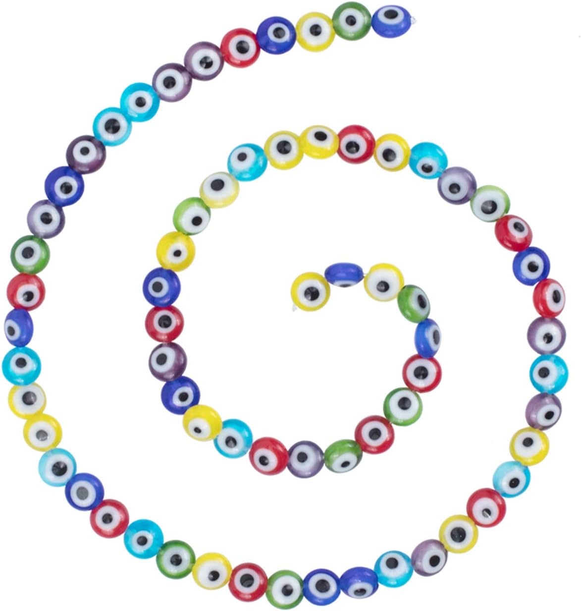 NBEADS 1 Strand (About 64pcs) Mixed Colors Flat Round 6mm Handmade Spacer Beads for Bracelets Necklaces Jewelry Making