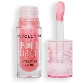 Revolution Pout Lip Oil, Glam Pink Shimmer | Nourishing Tinted Lip Oil, High Shine, Non-Sticky Finish, Vegan &amp; Cruelty-Free, 0.13 oz