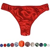 Farlenoyar Mens 100% Silk Sexy Breathable Briefs Soft Underwear Thong Panties Stretch Waistband