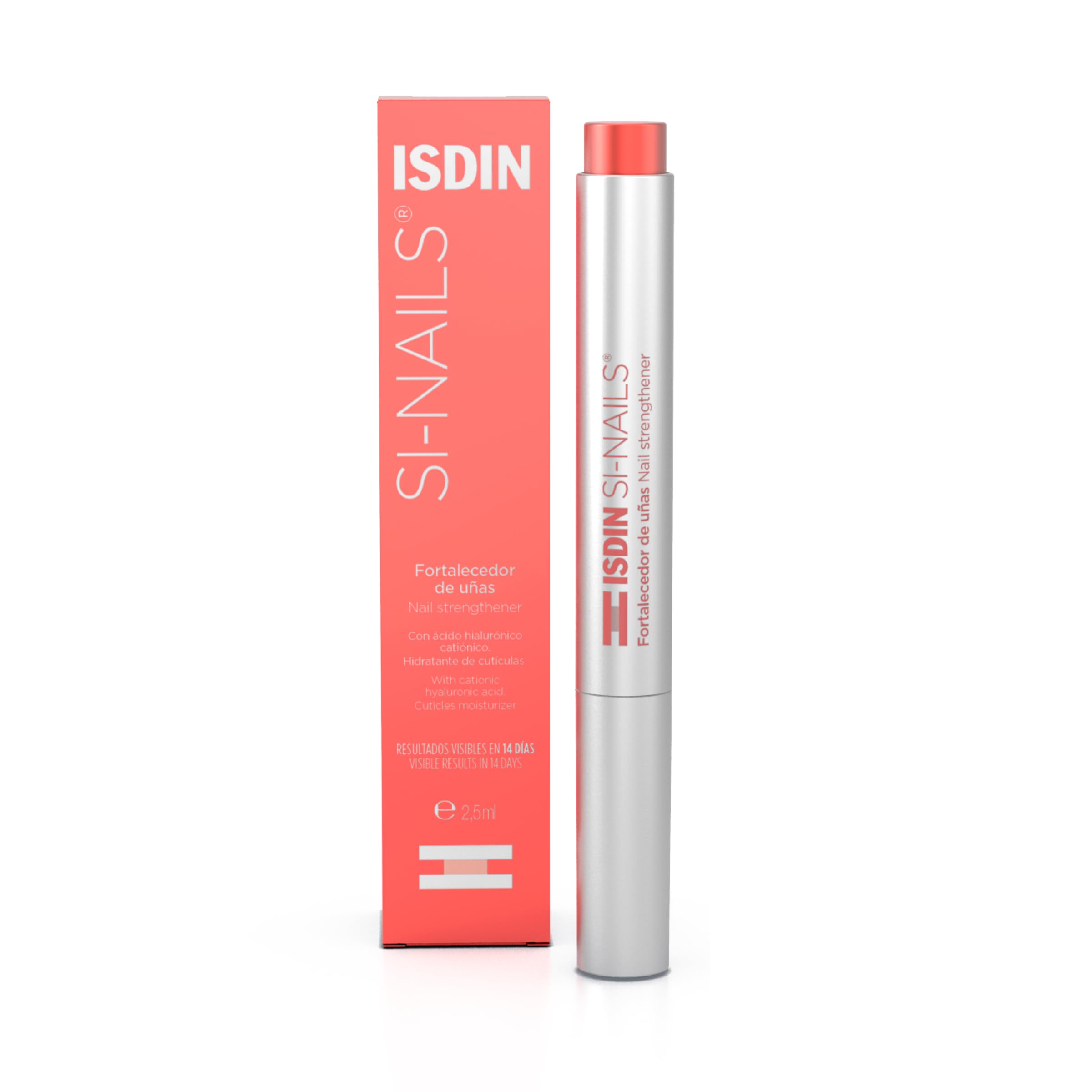 ISDIN SI-NAILS Nail Strengthener & Cuticle Moisturiser - Repair Serum for Weak & Brittle Nails - With Keratin & Hyaluronic Acid - Invisible Finish, Results in 14 Days, 2.5ml