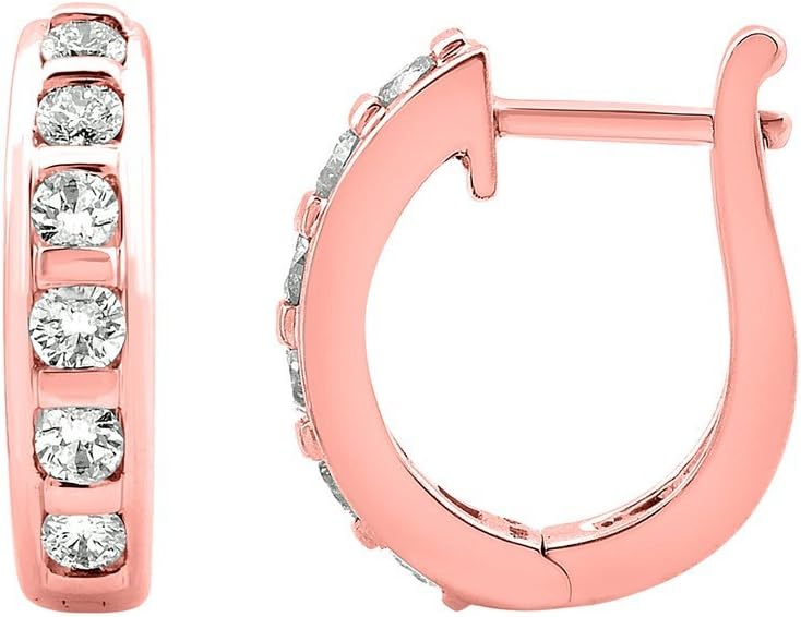 IGI Certified 14k Gold 6 Stone Hoop Diamond Earrings (1/2 Carat)