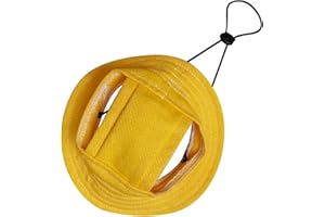 Jahrioiu Bucket Hats for Dogs Cats, Adjustable Outdoor Climbing Sun Visor Hat, Round Brim Pet Summer Hat with Ear Holes (A11,