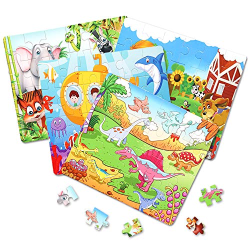 Wooden Jigsaw Puzzles Set for Kids Age 3-5 Year Old 24 Piece Colorful Wooden Puzzles for Toddler Children Learning Educational Puzzles Toys for Boys and Girls (4 Puzzles)