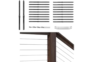 Muzata 100 Pack 1/8" Black Cable Railing Hardware Kit Swage Lag Screws Left and Right Handed Thread for Wood Post T316 Stainless Steel Deck Cable Railing System 50 Pairs CK17