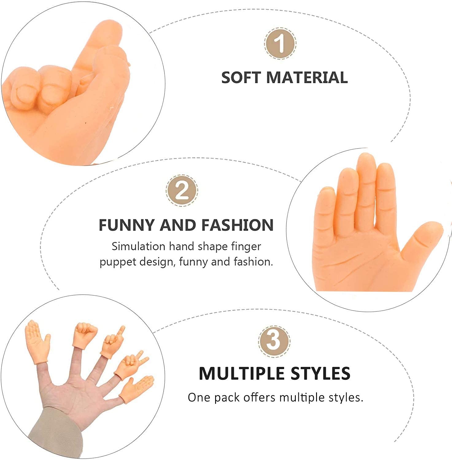 AQKILO Tiny Hands Miniature Finger Puppets, Party Favors, Educational, TikTok Toys, 5 Pieces