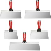 Goldblatt 5 Piece Stainless Steel Taping Knife Set | 6", 8", 10", 12" &amp; 14", Tempered Blades, Aluminum Backing, DuraSoft Handles for Drywall Finishing