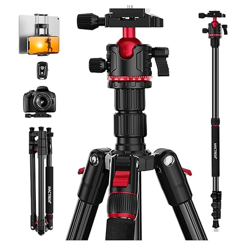 MACTREM Camera Tripod, 74 inch/187cm Aluminum Travel Tripod & Monopod with 360°Ball Head, Lightweight Tripod for Smartphone iPad Canon Nikon Sony Binoculars Laser Level Telescope4.4 out of 5 stars 2,091$49.99