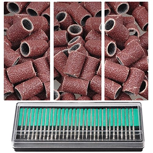 100 Pcs Sanding Bands+30 Pcs Manicure Pedicure PRO Electric Nail Drill Bit Set