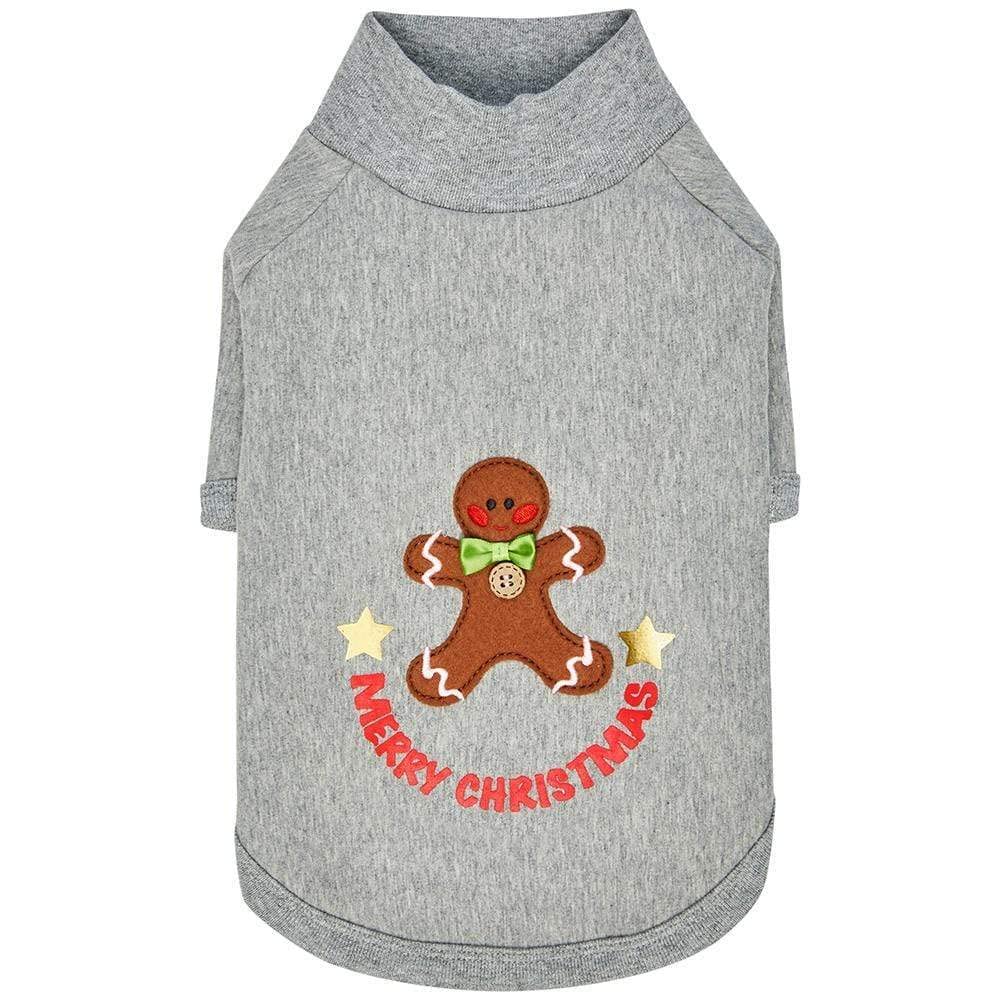 Blueberry Pet Comfy Merry Christmas Holiday Festive Gingerbread Man Pullover Turtleneck Fall Winter Dog Sweatshirt Coat, Back Length 46cm, Warm Clothes for Large Dogs