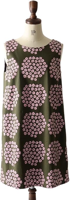 Amazon マリメッコ Marimekko 日本別注 Puketti プケッティ ノースリーブワンピース 1 42 Xl Khaki Col 49 ワンピース チュニック 通販