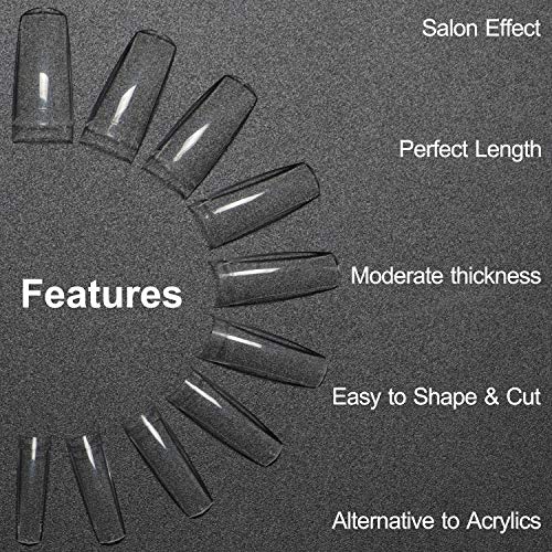 Clear Nail Tips Acrylic Nails - ECBASKET Half Cover French Fake Nail Tips 500pcs with Box False Nail Tips for Nail Salons and DIY Nail Art at Home